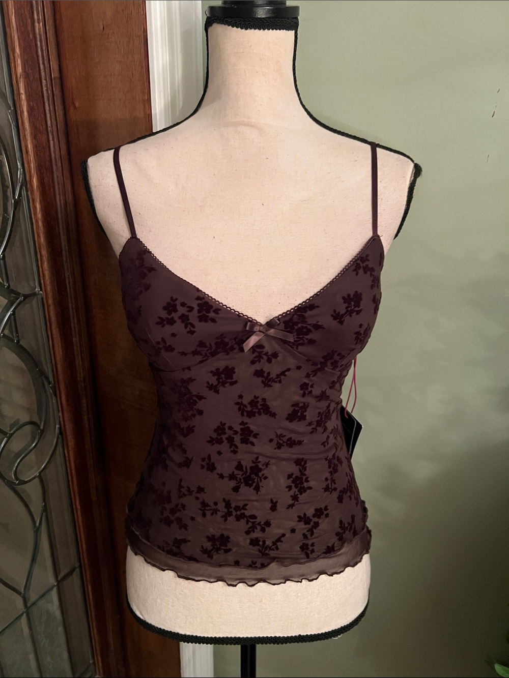 Madden Girl Floral Velvet Mesh Cami